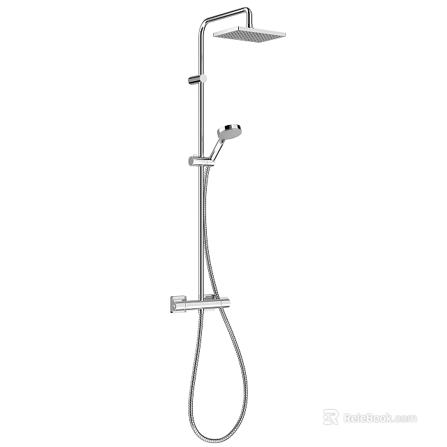 Modern Chrome Shower System Featuring Handheld Sprayer And Adjustable Stand for Bathroom 3d model 
