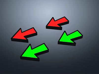 Set Of Four Colored Arrows Red And Green Directional Design Illustration 3d model