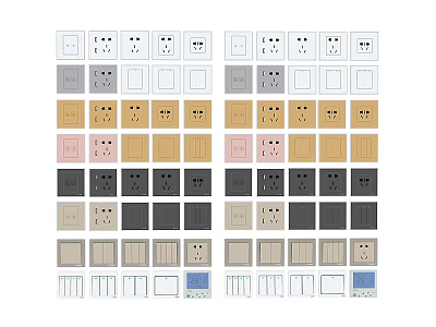 Modern Switch Panels with Various Colors and Assorted Designs for Home Decoration 3d model