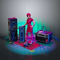 Professional Audio Equipment Setup With Speakers Mixer And Equipment Case