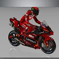 Professional Red Racing Motorcycle With Rider In Red Suit And Lenovo GIVI Logos