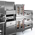 Stainless Steel Kitchen Appliances Including Oven Refrigerator Microwave And Range Hood