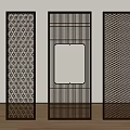 Modern Interior Decorative Partitions With Geometric Laser Cut Patterns And Frames 3d model