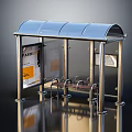 Modern bus shelter bus kiosk 3d model
