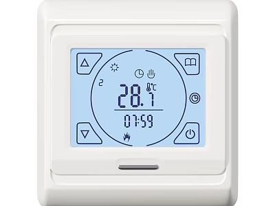 White Switch Panel With Digital Display For Temperature And Time 3d model