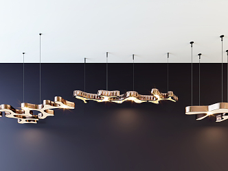 Post-modern special-shaped chandelier stylish simple metal chandelier combination 3d model