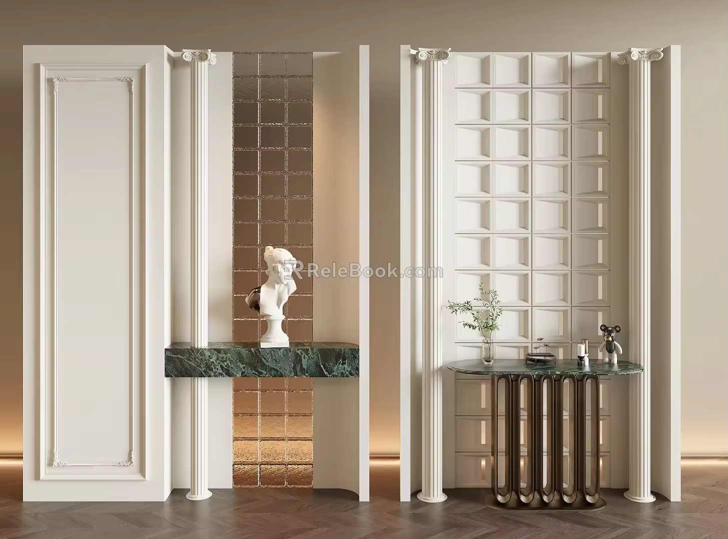 French porch partition entrance porch partition glass partition glass brick partition porch end view table 3d model