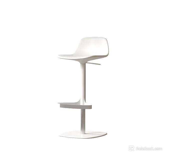 White Modern Bar Stool With Sleek Design Tall Metal Frame And Footrest 3d model 