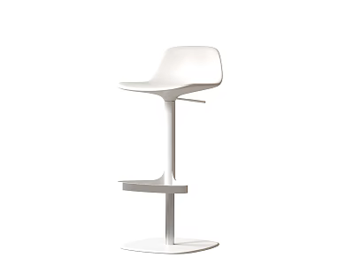 White Modern Bar Stool With Sleek Design Tall Metal Frame And Footrest 3d model