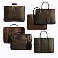 Stylish Leather Briefcases In Black Brown And Dark Blue With Handles And Tags