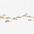 Elegant Modern Leaf Shaped Translucent Glass Chandeliers With Metal Hanging Design 3d model