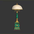 Elegant Green Gold Table Lamp Combination With White Lampshade And Decorative Base
