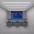 Court Control Room Interior With Multiple Digital Displays Workstations And Ergonomic Chairs 3d model