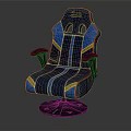 DX Racer Blue And Gold Gaming Chair With Ergonomic High Back Armrests And Racing Design