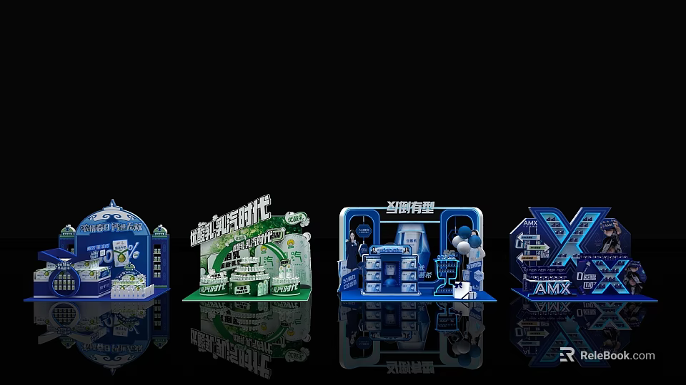 Modern Themed Exhibition Booths for Mining and Marine Technology Displays 3d model 
