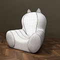 Cute Black And White Cat Shaped Kids Chair With Rounded Design And Ears