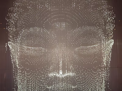 Modern Artistic Chandelier Composed Of Light Beads Forming Face Silhouette In Contemporary Space 3d model