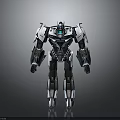 Futuristic 3D Rendered Mechanical Robot With Detailed Armor Silver Black Color And Blue Glowing Elements