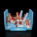 Break Area Featuring Mengniu Youyi C Yogurt Drinks Strawberries And Ice In Blue Container