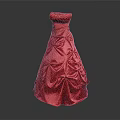 Red Strapless Satin Formal Evening Gown With Ruched Bodice And Embellished Top