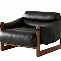 Modern Black Leather Leisure Chair With Wooden Frame And Comfortable Design