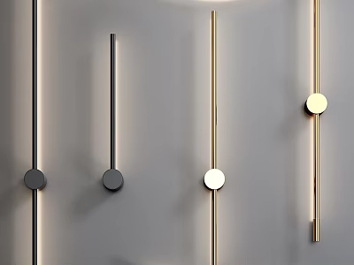 Modern Minimalist Wall Lamps With Black Gold White Metal Linear Design And Round Base 3d model