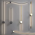 Modern Minimalist Wall Lamps With Black Gold White Metal Linear Design And Round Base