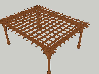 Wooden Lattice Pergola Structure For Garden Landscape Decoration And Shade 3d model