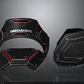 Futuristic Tech Components With OROSOCO Logo Black Red Geometric Design And Metallic Finish