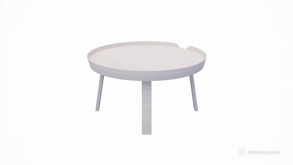 Light Colored Minimalist Round Table And Chair Set With Three Legs Design 3d model