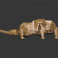 Golden Mechanical Spider Structure With Metallic Legs And Geometric Design