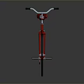 Stylish Red Bicycle With Red Seat Black Wheels Handlebars And Reflective Surface 3d model