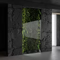 Modern Indoor Living Plant Wall Design With Stone Accents And Natural Light Features