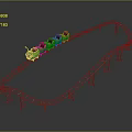 Fun Green Roller Coaster Track with Red Carriages as Amusement Equipment 3d model