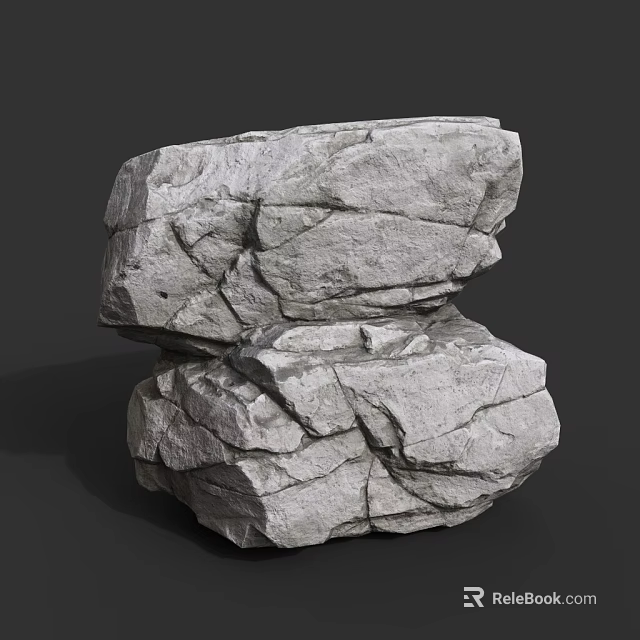 Natural Stacked Stone And Wood Decorative Piece Showcasing Rustic Surface Texture Design 3d model 