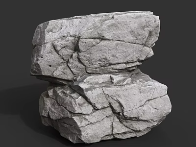 Natural Stacked Stone And Wood Decorative Piece Showcasing Rustic Surface Texture Design 3d model
