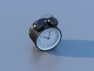 Classic Black Alarm Clock With Two Bells White Dial And Black Numbers 3d model
