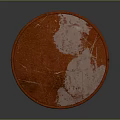 Unique Red Stool With Round Top And Cracked Texture Design