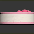 Happy Birthday Cake With Pink Roses Green Leaves And Festive Text