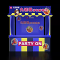 Colorful Blue Yellow Seafood Barbecue Stall With Cartoon Monkey And PARTY ON Sign