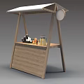 Wooden Street Food Stall With White Canopy And Coffee Machine