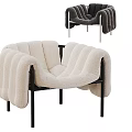 Modern Single Sofa With Plush Upholstery Beige And Dark Gray Metal Legs Design