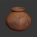 Traditional Handcrafted Pottery Sculpture with Orange Brown Color and Cracked Surface
