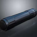 Black Cylindrical Weapon With Smooth Metallic Surface And Tactical Design Features