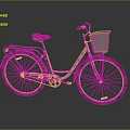 Vintage Bicycle With Red Seat Front Basket Rear Rack And Light Beige Frame