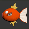 Cute Orange Cartoon Style Fish With Yellow Fins White Tail Big Eyes And Pink Mouth