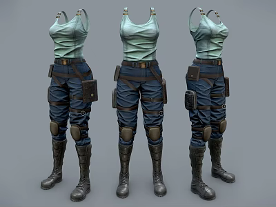 Modern Clothes Suit Combat Dress Futuristic Women Sci-Fi Combat Dress 3d model