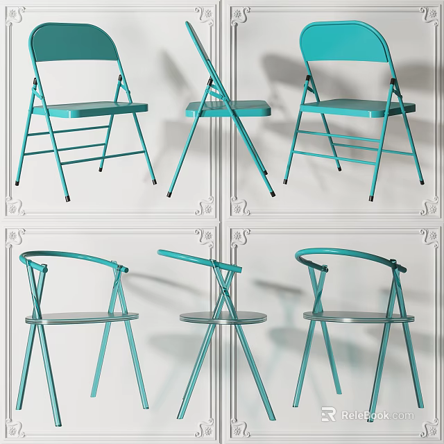 Teal Modern Leisure Chair With Folding Design And Sleek Lines For Indoor Outdoor Use 3d model 