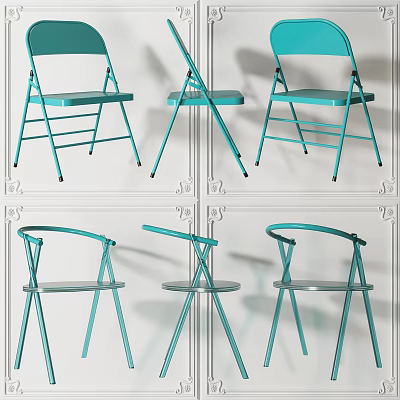 Modern Leisure Chair Simple Folding Chair Combination 3d model