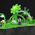 Green Floral Windmill Photo Check-in Spot With Grass Decor And MTX Logo